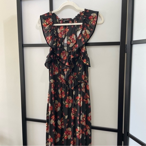 [S] Scotch & Soda Sleeveless Open Back Lightweight Floral Maxi Dress Ruffled Hem - Picture 5 of 12